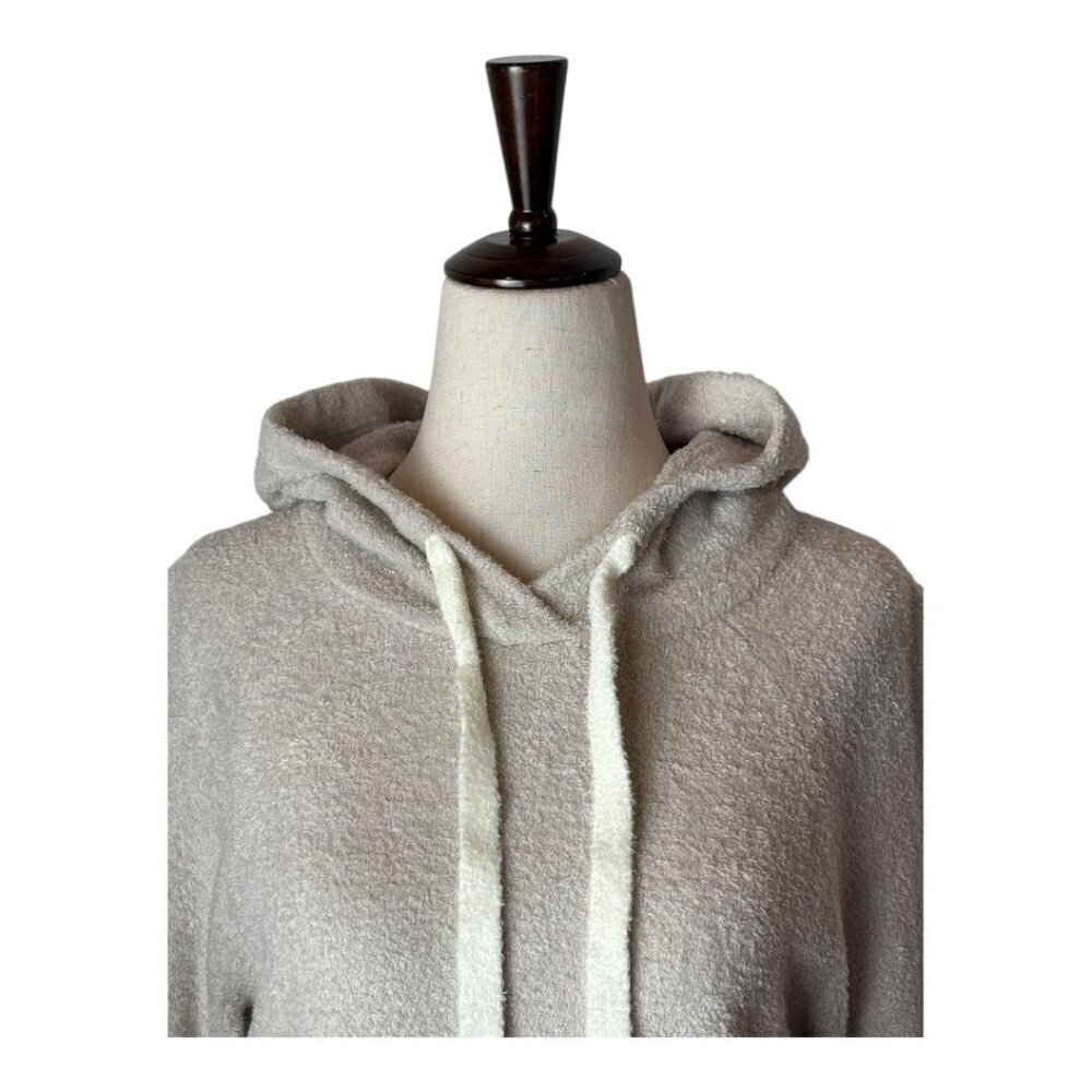 Barefoot Dreams Sweater Women Small Tan Knit CozyChic Lite Hooded Pullover - Picture 4 of 13